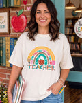 Teacher Rainbow DTF transfer, ready-to-press heat transfer design
