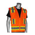 PIP® ANSI Type R Class 2 Two-Tone Eleven Pocket Surveyor's Vest – Safety Orange