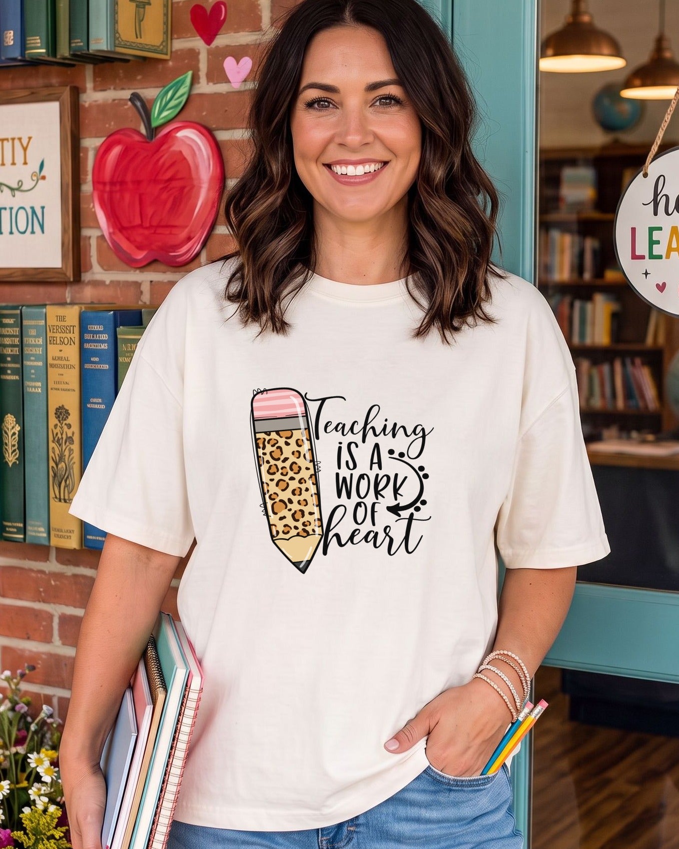 Teachins is a work of heart Cheetah Pencil - DTF Transfer