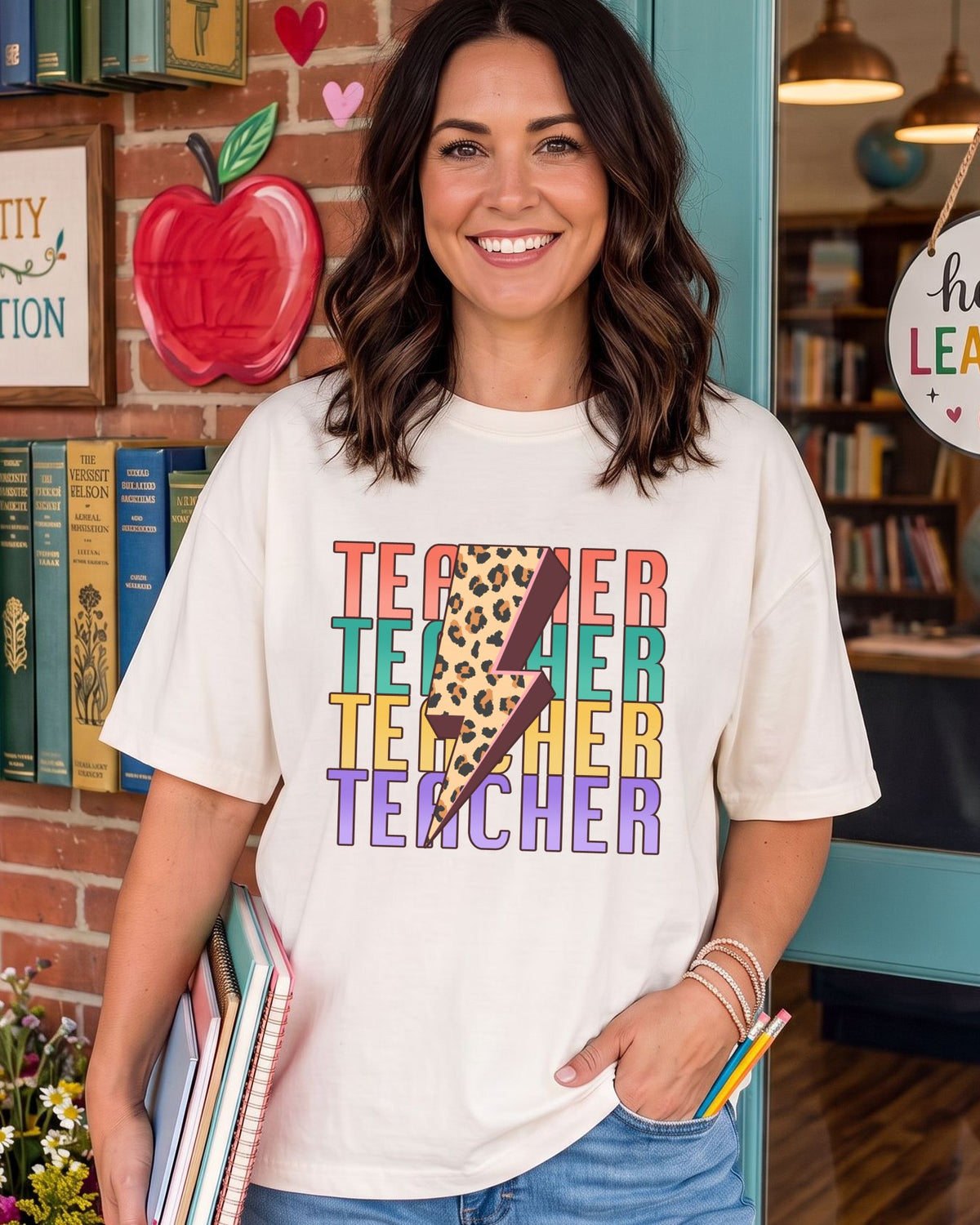 Lightning Teacher DTF transfer, ready-to-press heat transfer design