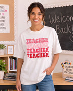 Teacher Teacher with Hearts - DTF Transfer