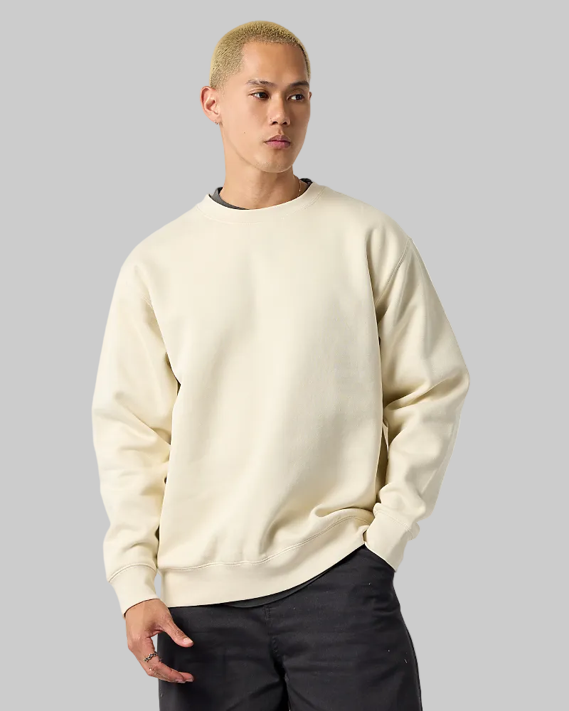 Smart Blanks 8003 heavyweight crewneck sweatshirt in Bone, front view, 12 oz 400 GSM blank