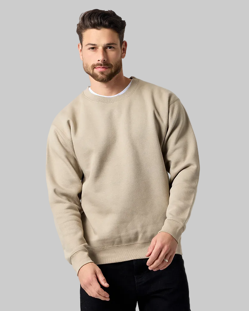 Smart Blanks 8003 heavyweight crewneck sweatshirt in Relaxed Grey, front view, 12 oz 400 GSM blank