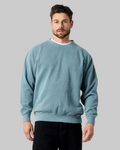 Smart Blanks 8003 heavyweight crewneck sweatshirt in Vintage Dusty Blue, pigment dyed, front view, 12 oz 400 GSM blank