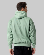 Smart Blanks 8005 ultra heavyweight fashion hoodie in Vintage Sage, pigment dyed, back view, 12 oz 400 GSM blank