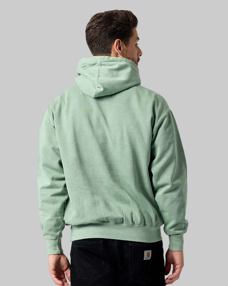 Smart Blanks 8005 ultra heavyweight fashion hoodie in Vintage Sage, pigment dyed, back view, 12 oz 400 GSM blank