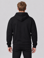 S&S Textiles 157A blank pullover hoodie in Black, back view on model, 8.3 oz 280 GSM blank
