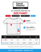 Casual Classics CRBT305 TALL Oversized T-Shirt, Extra Long Length 5.3 oz | 180 GSM