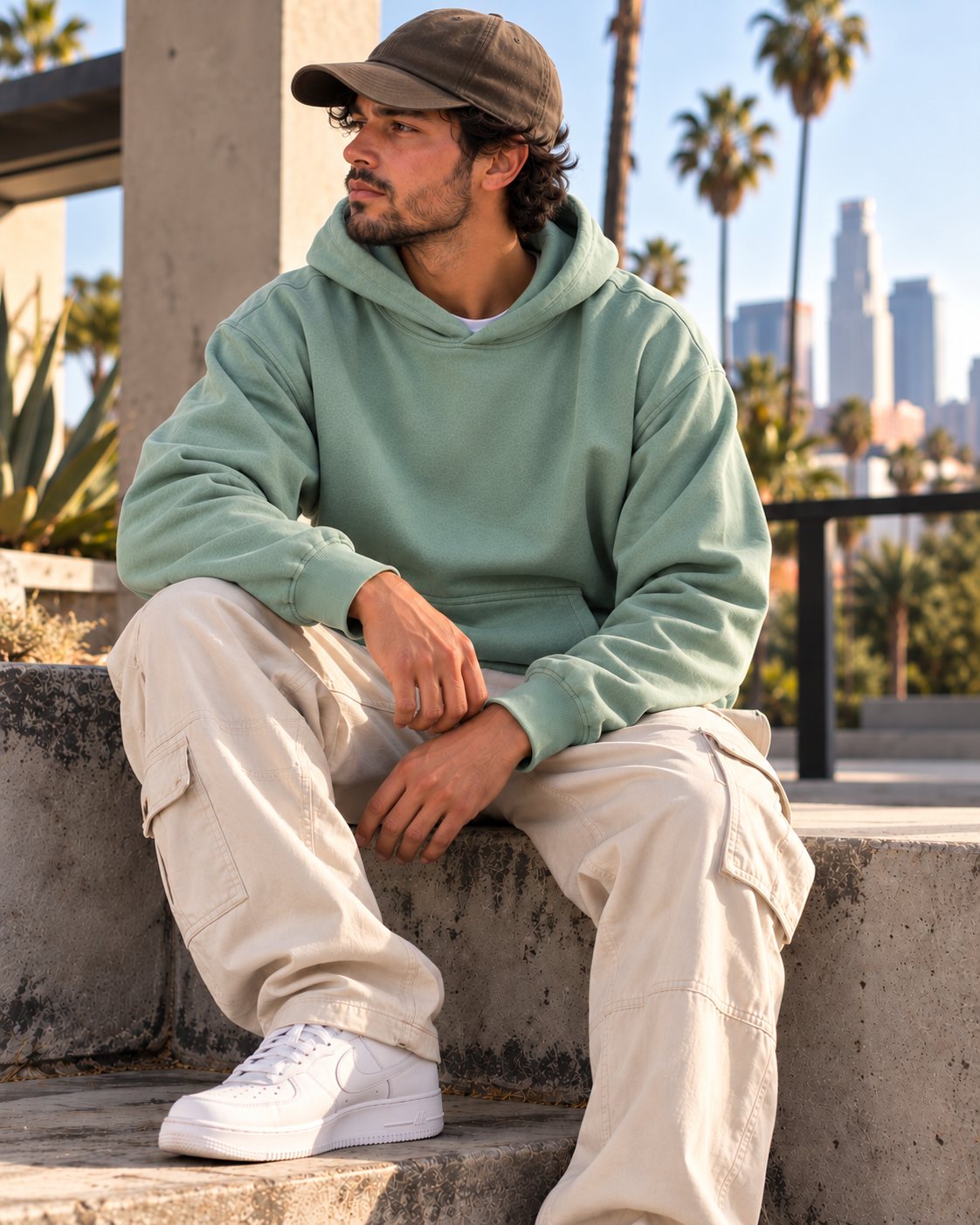 Smart Blanks 8005 ultra heavyweight fashion hoodie, streetwear lifestyle photo, 12 oz 400 GSM blank
