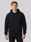 S&S Textiles 157A blank pullover hoodie in Black, front view, 8.3 oz 280 GSM blank
