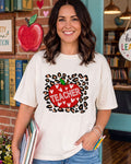 Teacher with Cheetah Print DTF transfer, ready-to-press heat transfer design