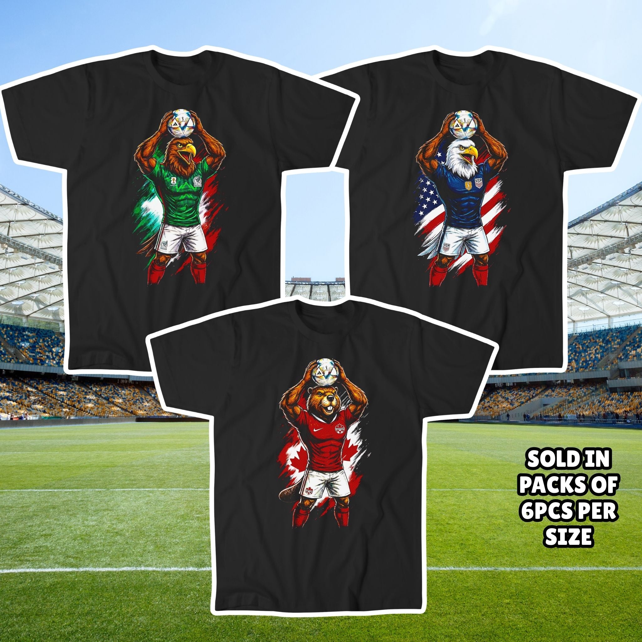 World Cup 2026 Official Mascots T-Shirt - Canada USA Mexico