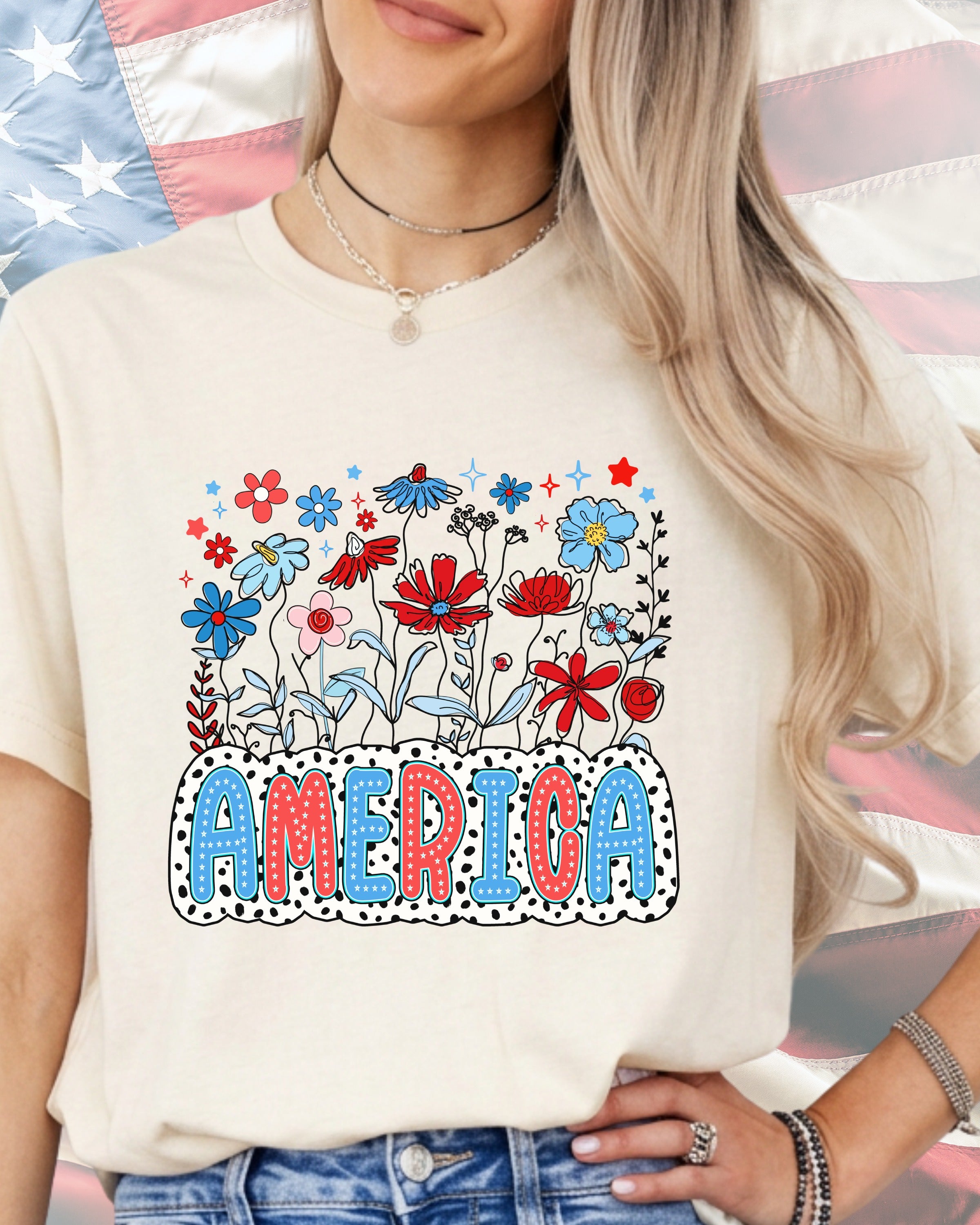 America Floral-DTF Transfer