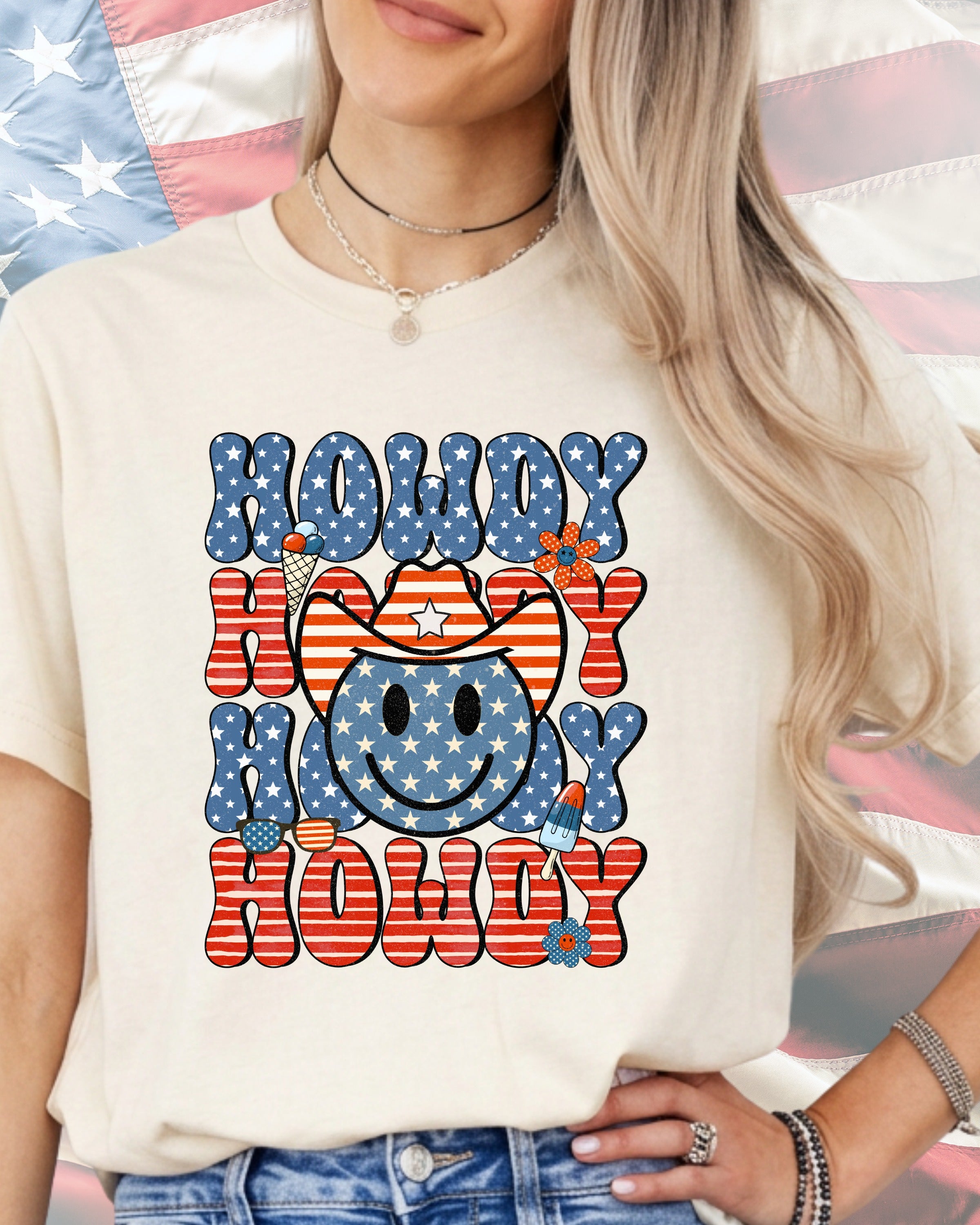 Howdy Retro Cowboy Smiley Stack-DTF Transfer