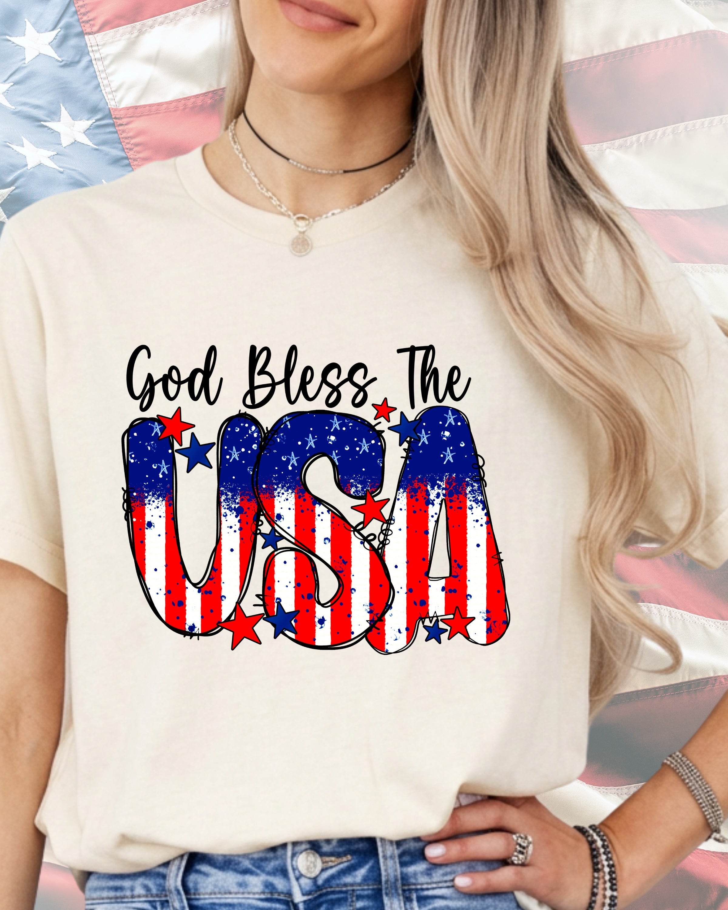 od Bless The USA Bold USA Flag-DTF Transfer