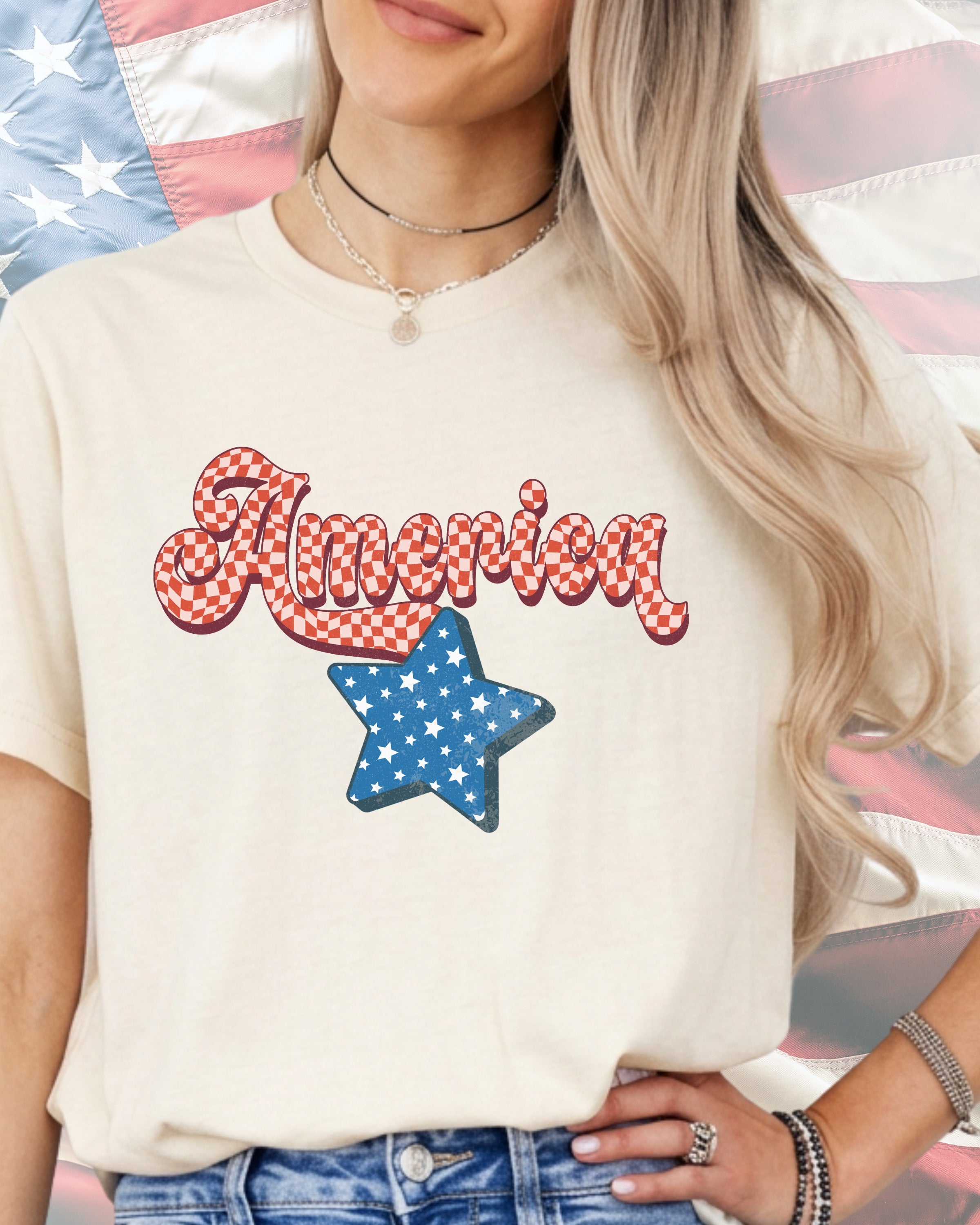Groovy Checker America-DTF Transfer