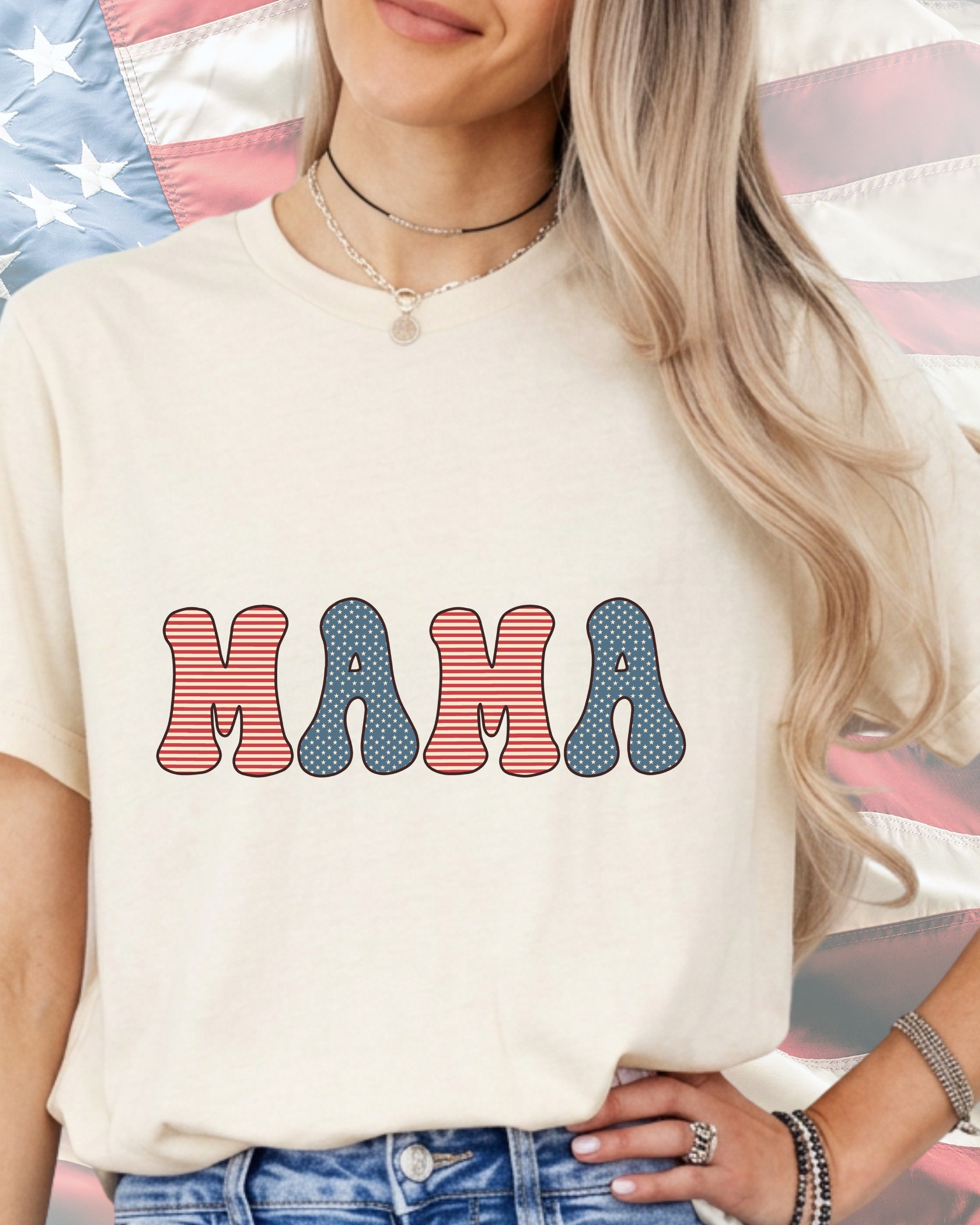 Groovy Retro USA Mama-DTF Transfer