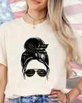 Camo Flag Messy Bun-DTF Transfer