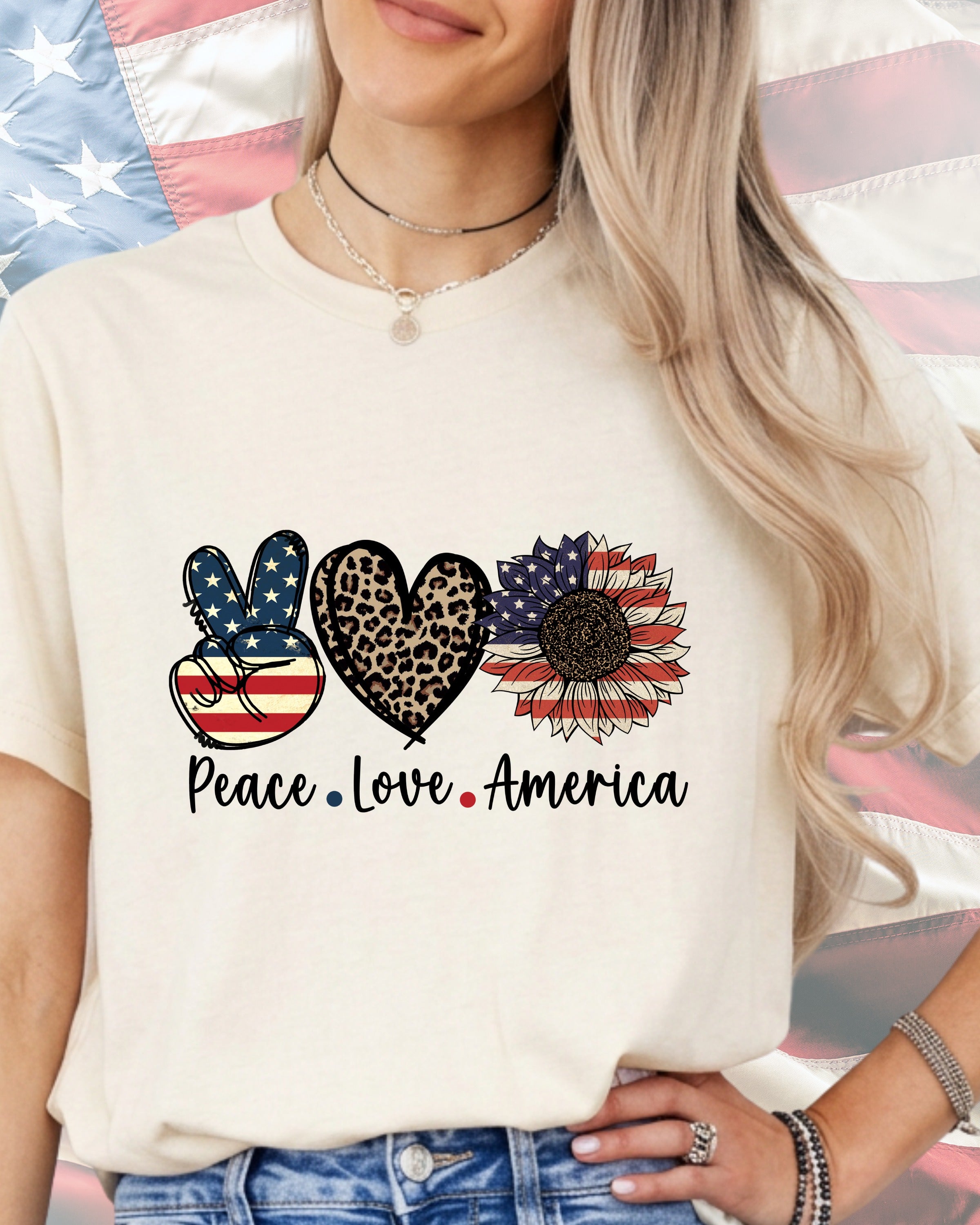 Peace Love America-DTF Transfer