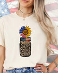 Leopard Mason Jar Patriot-DTF Transfer