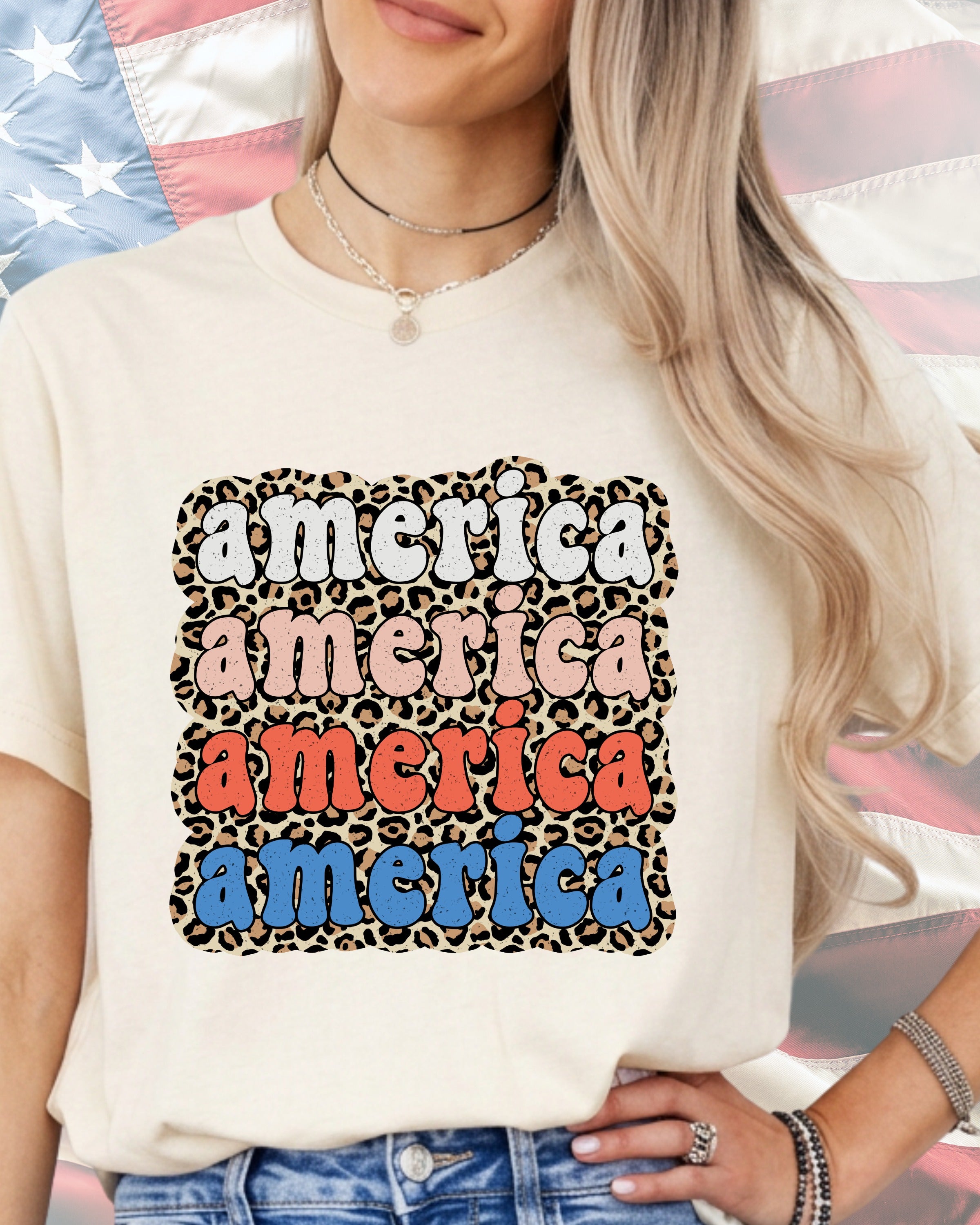 Retro Leopard America Stack-DTF Transfer