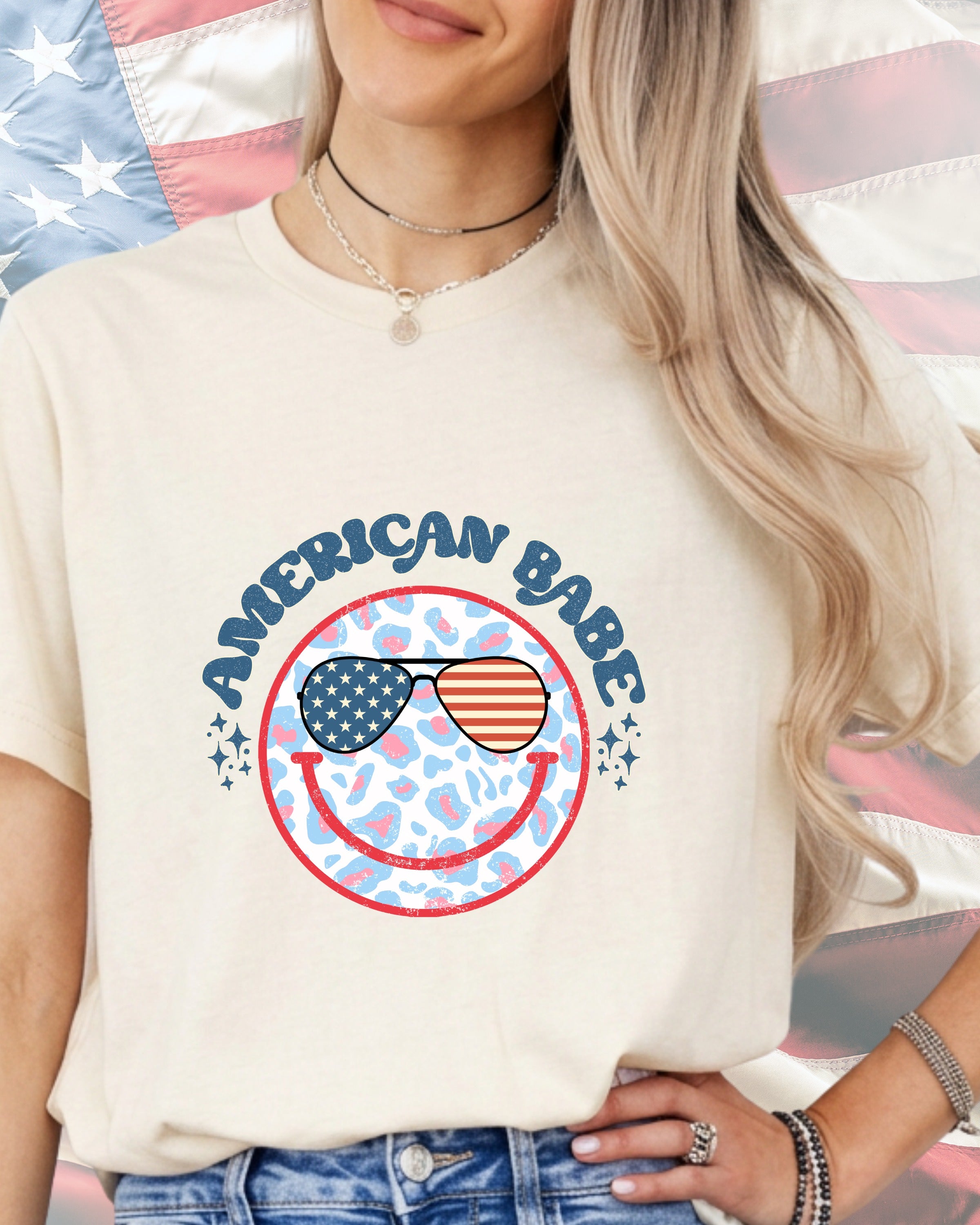 American Babe Smiley-DTF Transfer