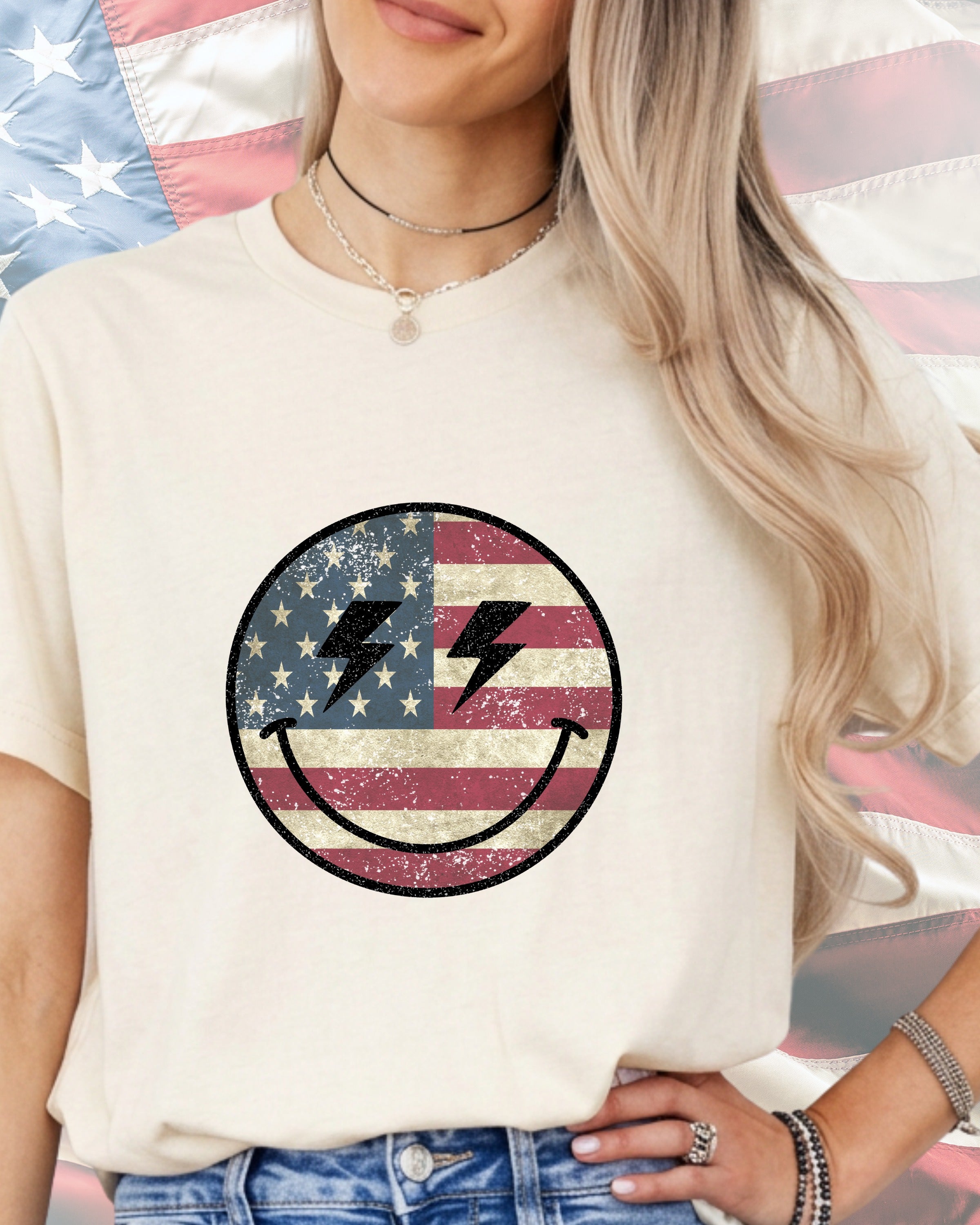 Distressed Patriot Rocker Smile-DTF Transfer