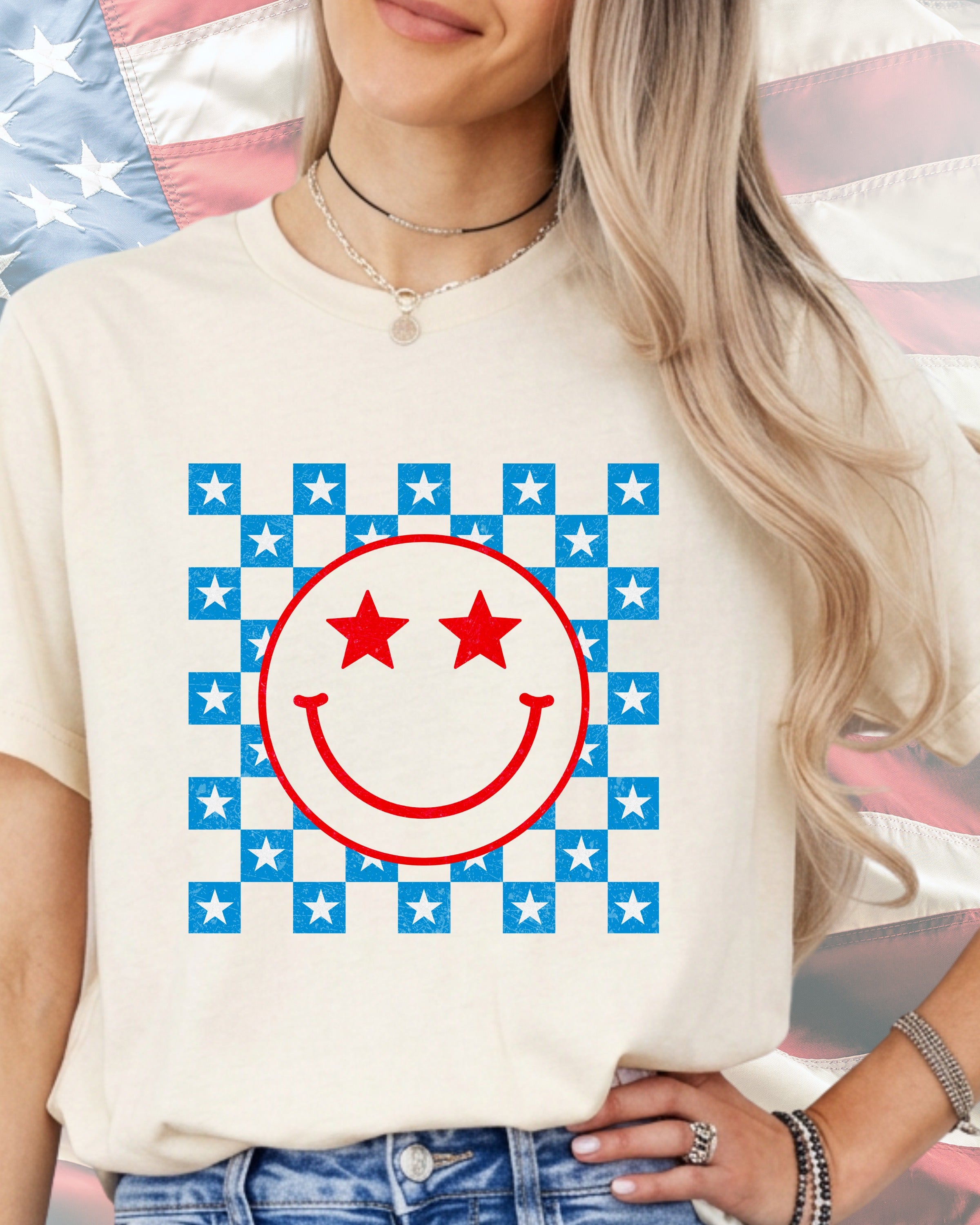 Happy Face Checkered-DTF Transfer