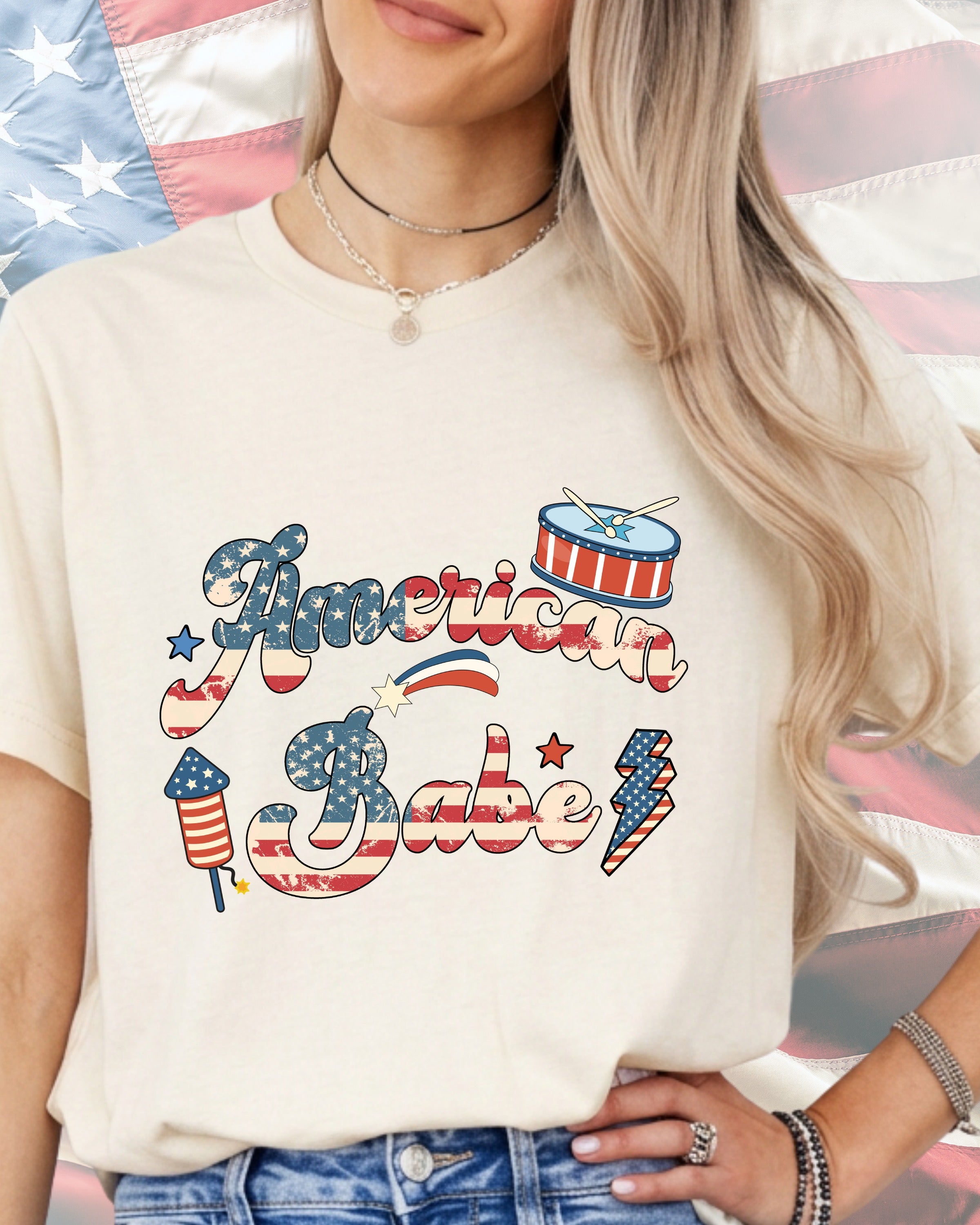 American Babe USA Flag-DTF Transfer