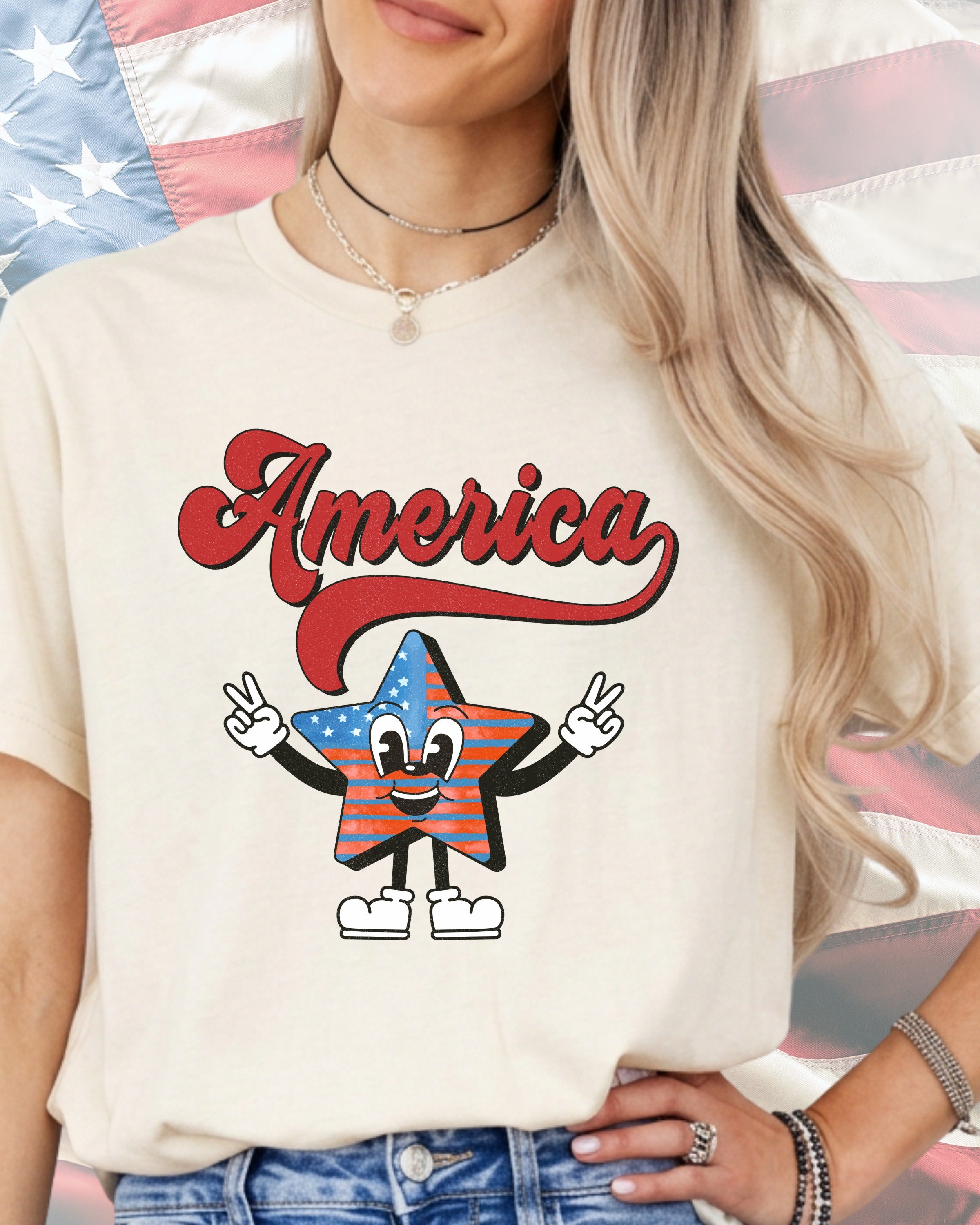 Retro Cartoon America Star-DTF Transfer