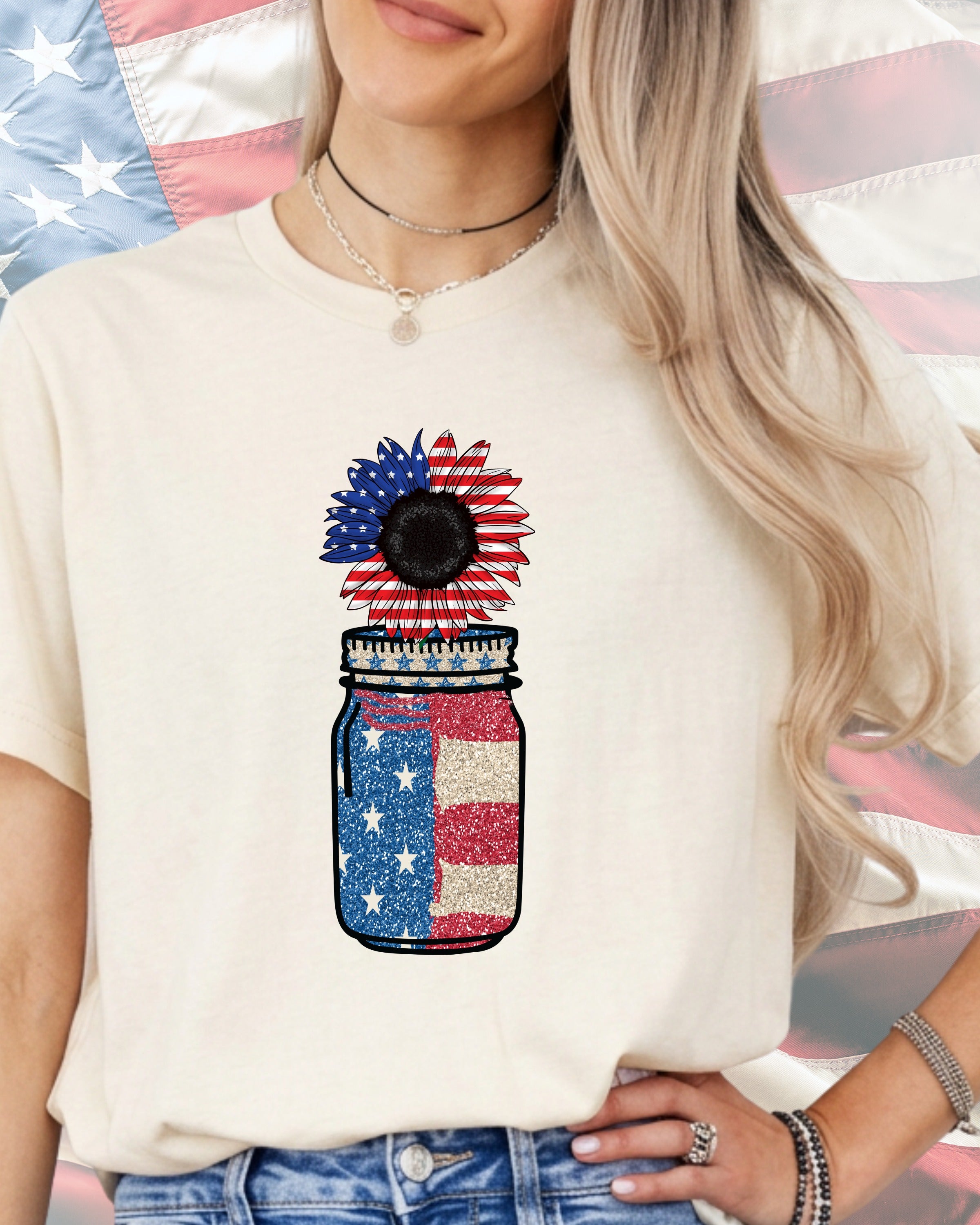 Sparkle Patriotic Jar-DTF Transfer