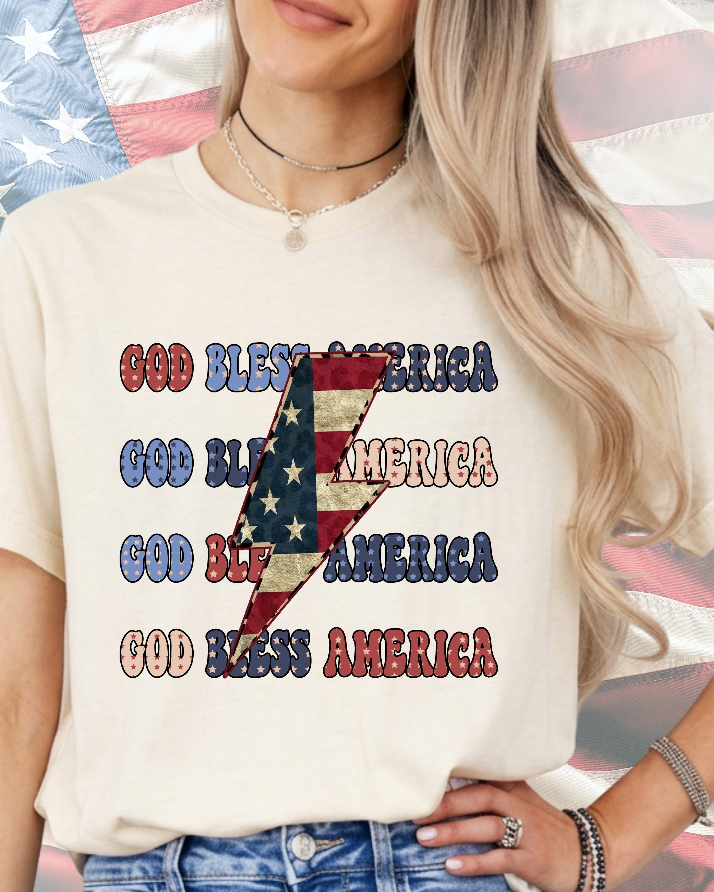 God Bless America Stack-DTF Transfer