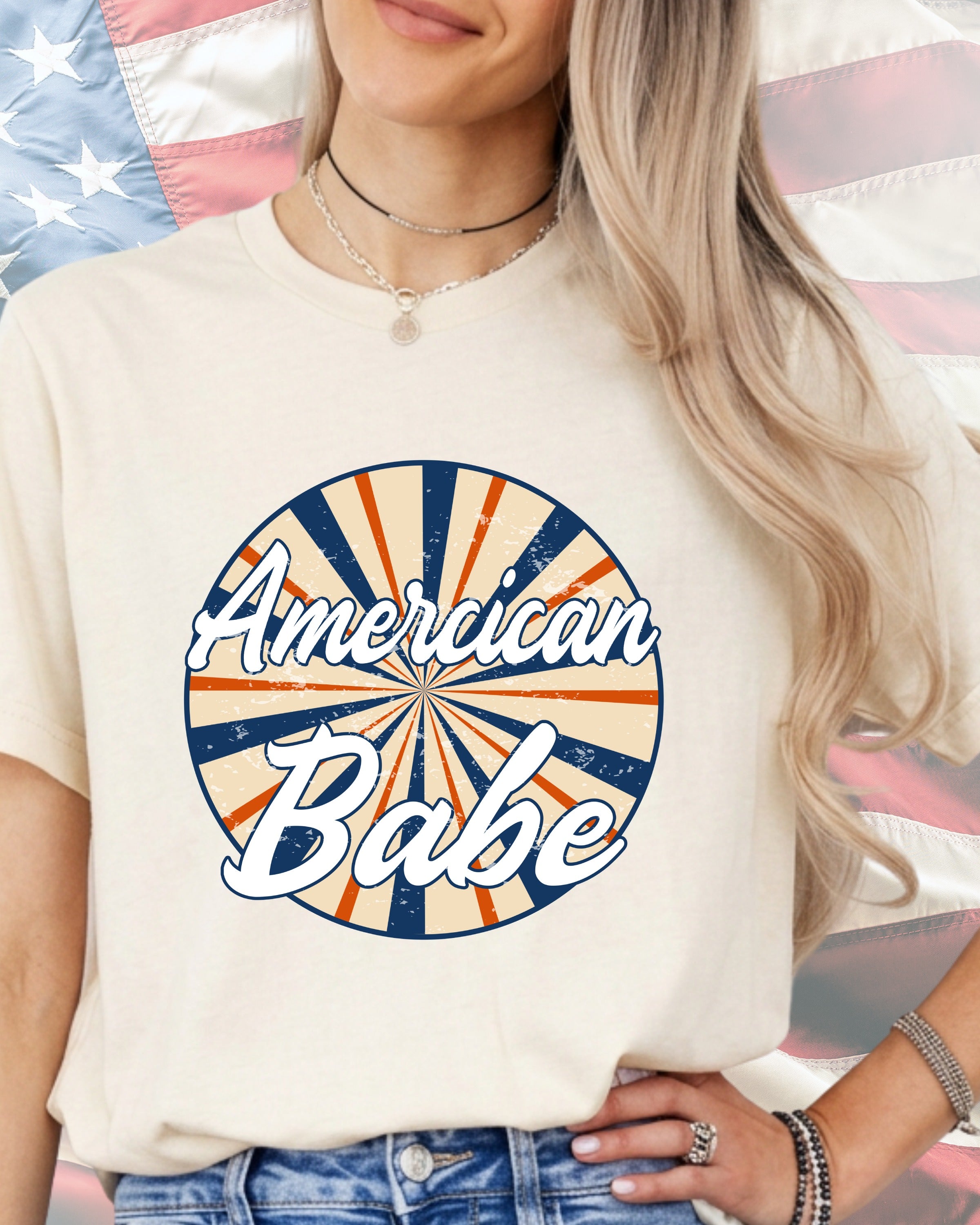 American Babe Patriotic Sunburst-DTF Transfer