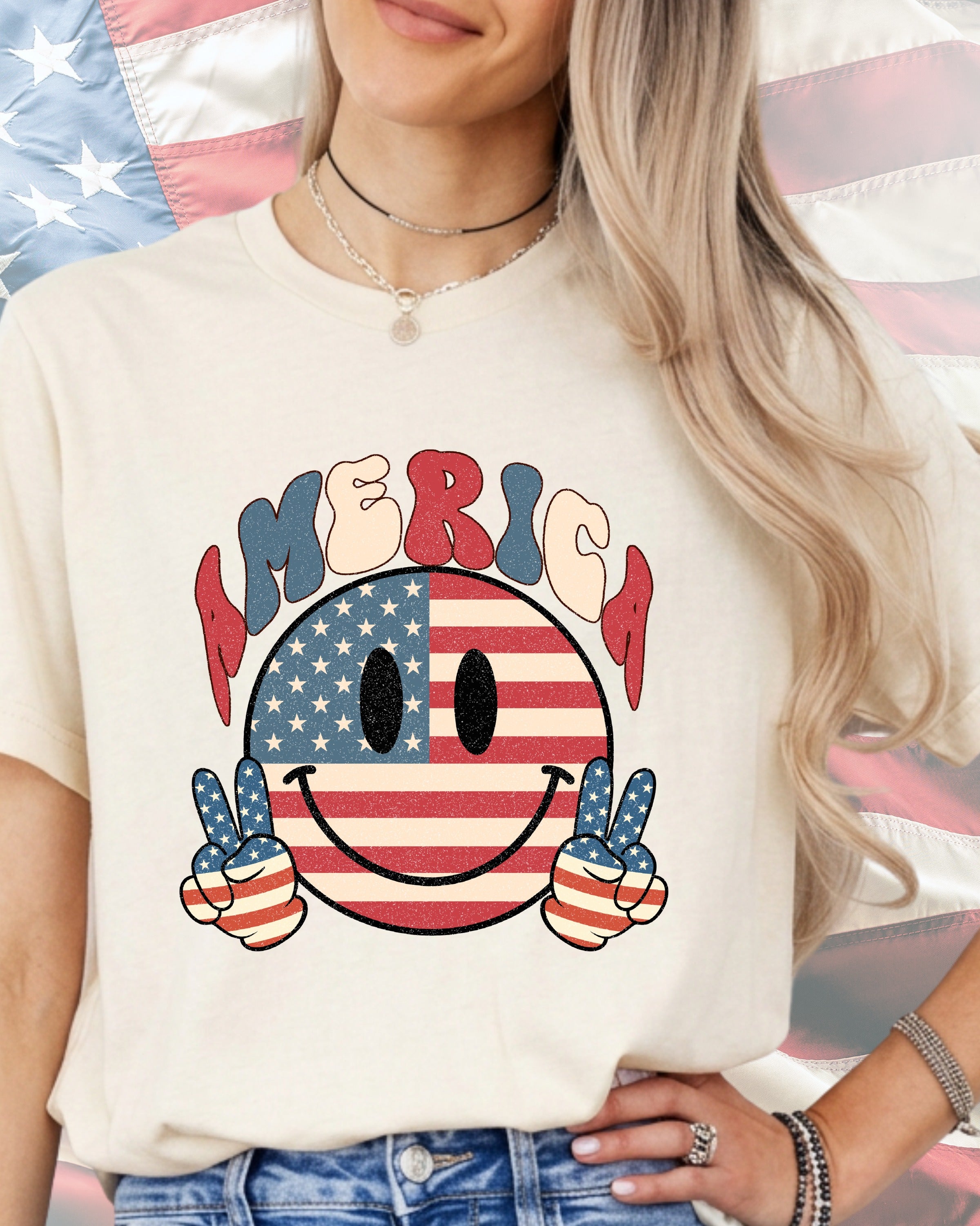 Groovy America Peace Smile-DTF Transfer