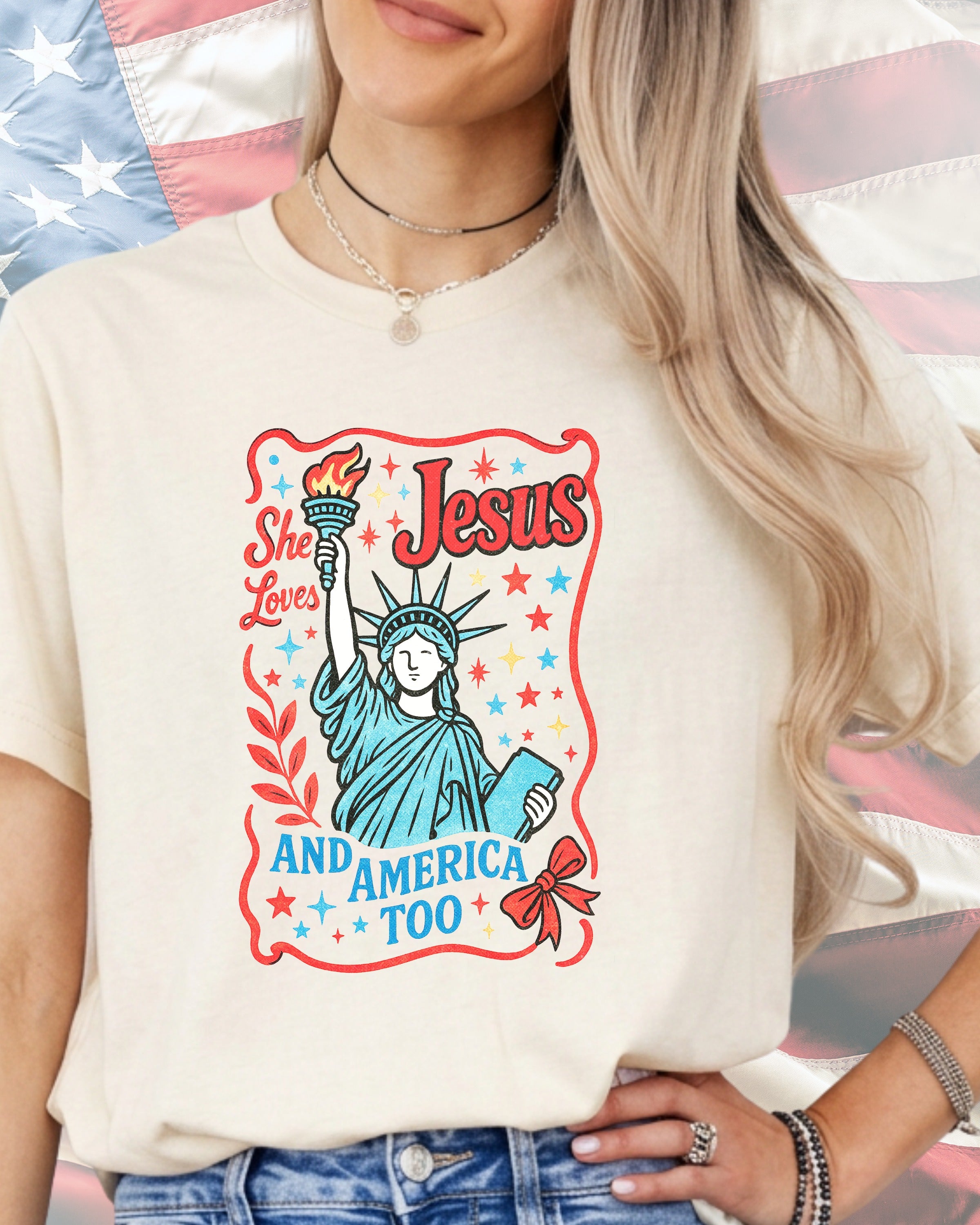 She Loves Jesus And America Too-DTF Transfer