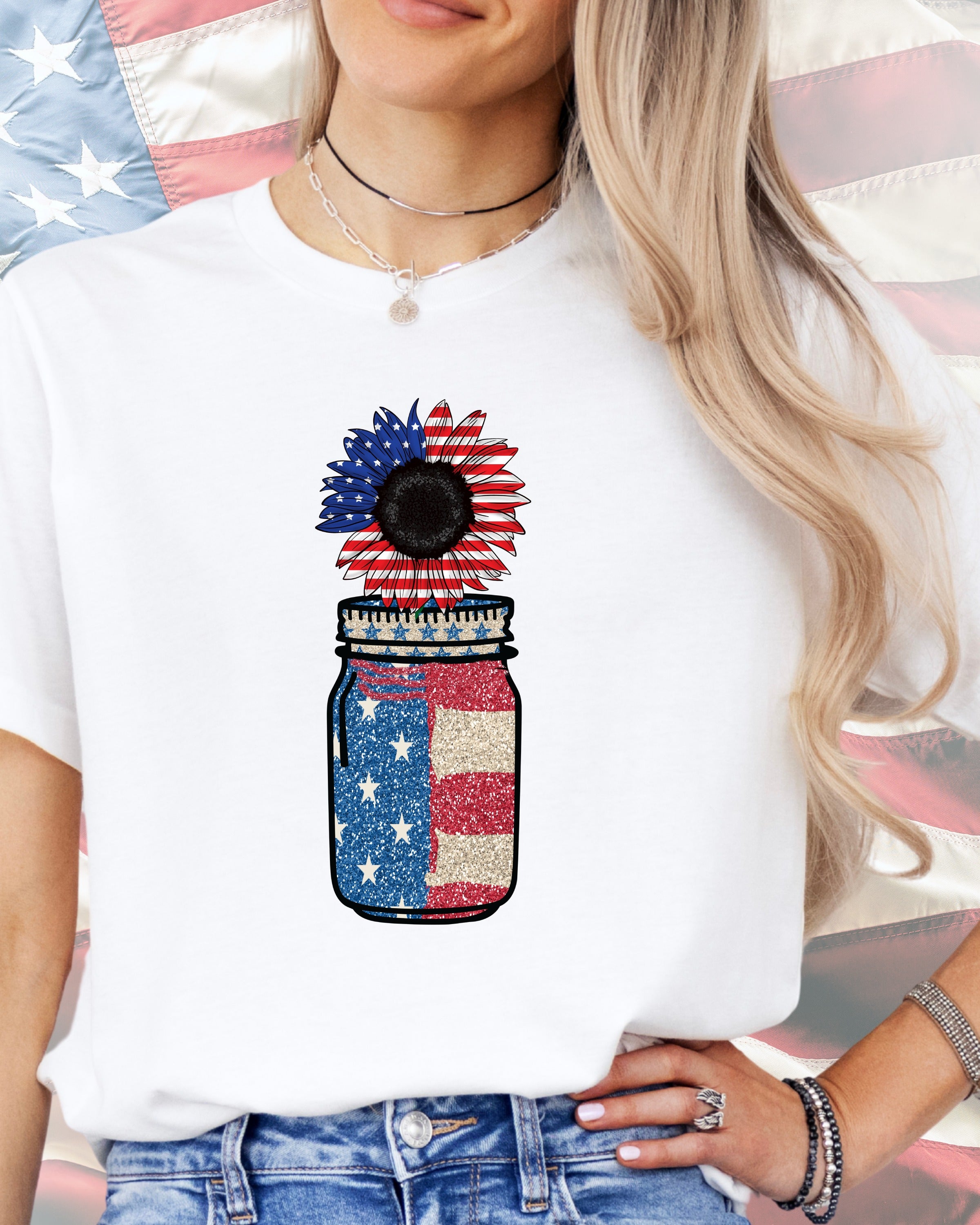 Sparkle Patriotic Jar-DTF Transfer
