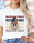 Freedome Vibes Cheetah Smiley with Flag Beanie-DTF Transfer