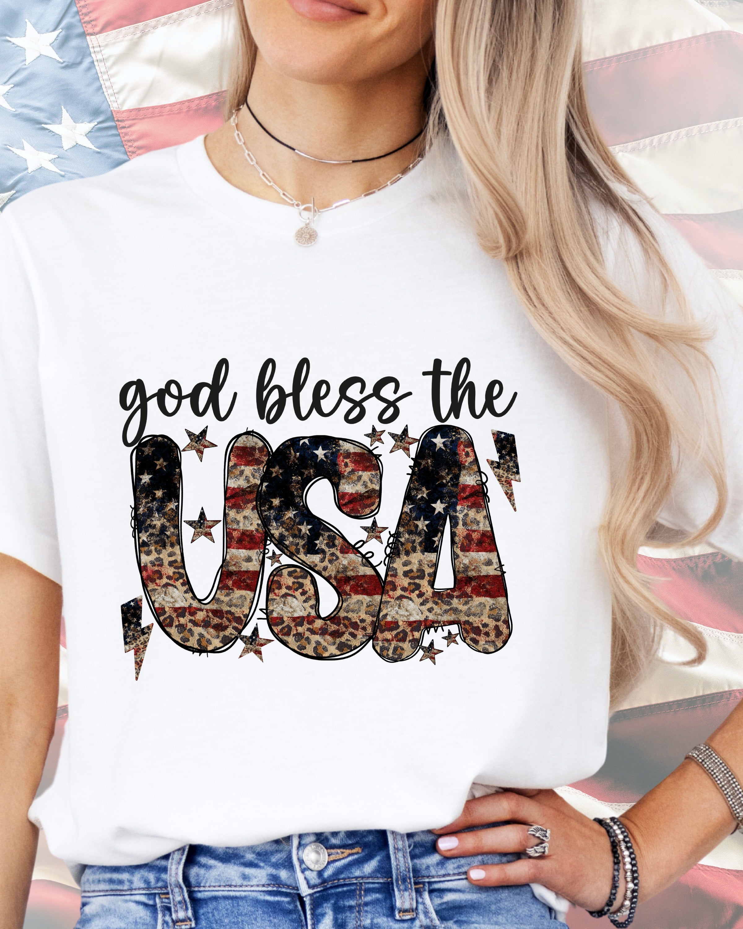 God Bless The USA Rustic American Flag-DTF Transfer