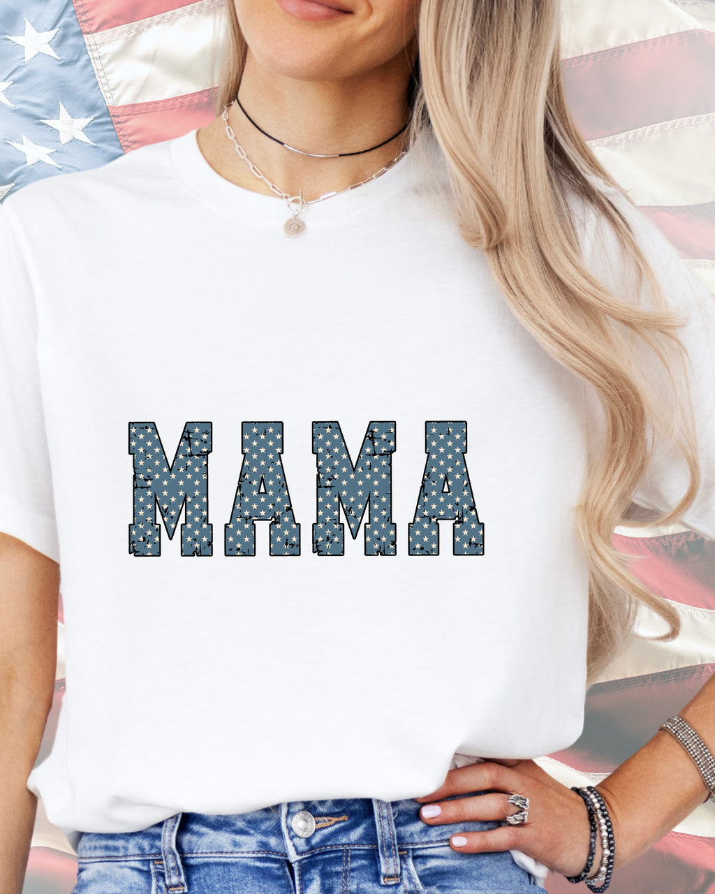 Retro USA Mama With Stars-DTF Transfer