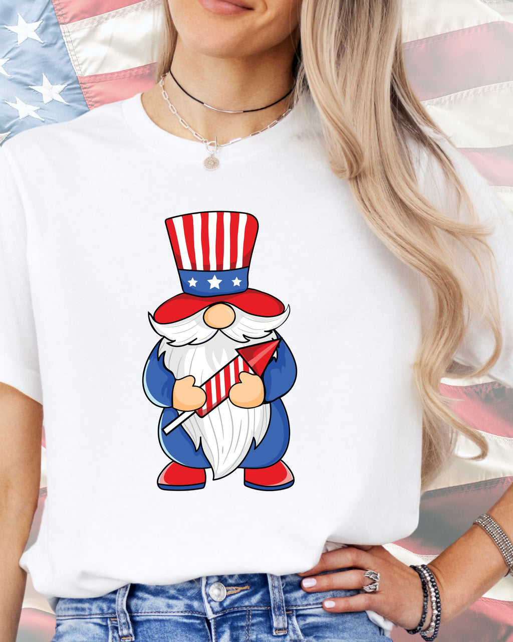 Uncle Sam Firework Gnome-DTF Transfer