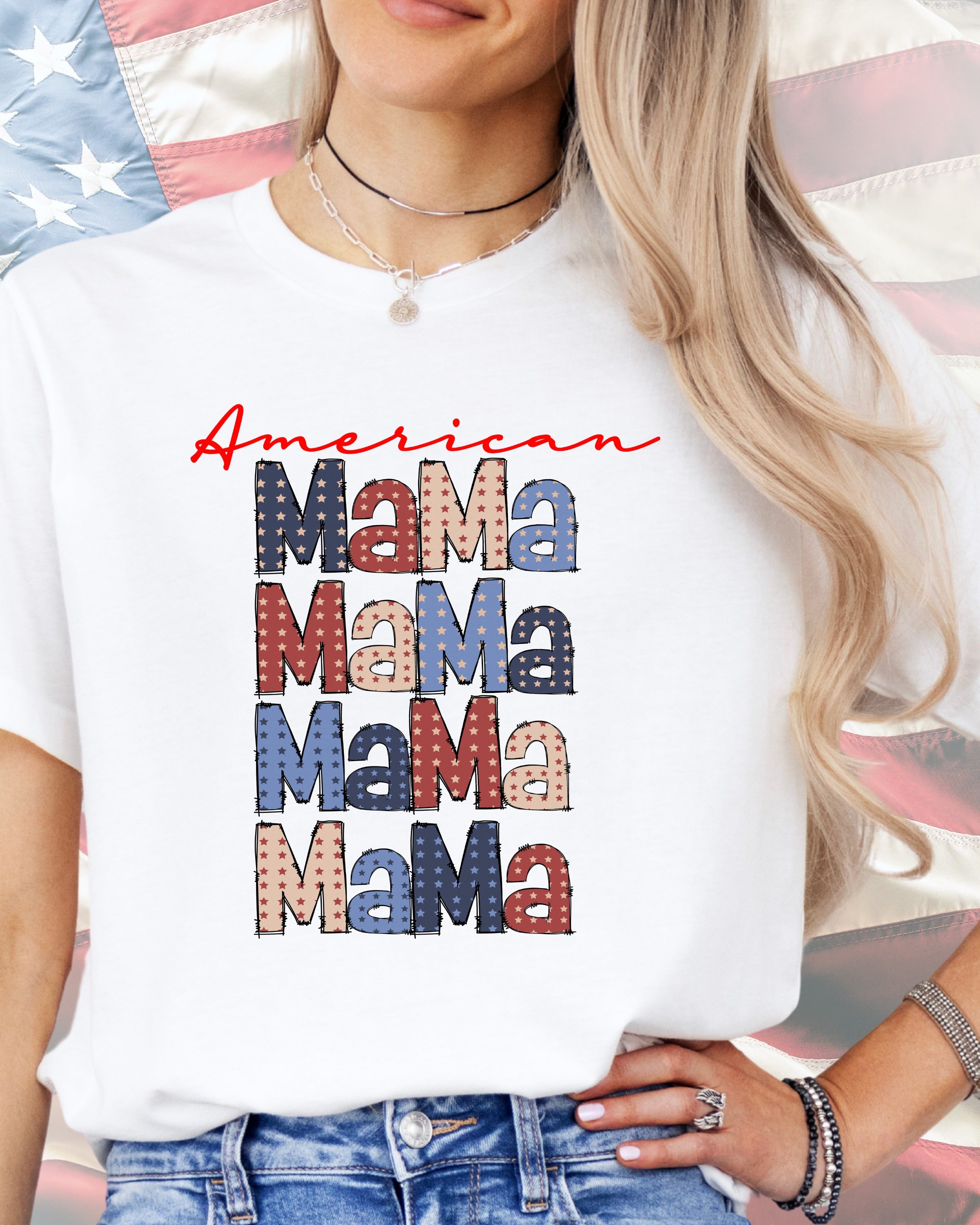 Groovy American Mama Starry Stack-DTF Transfer