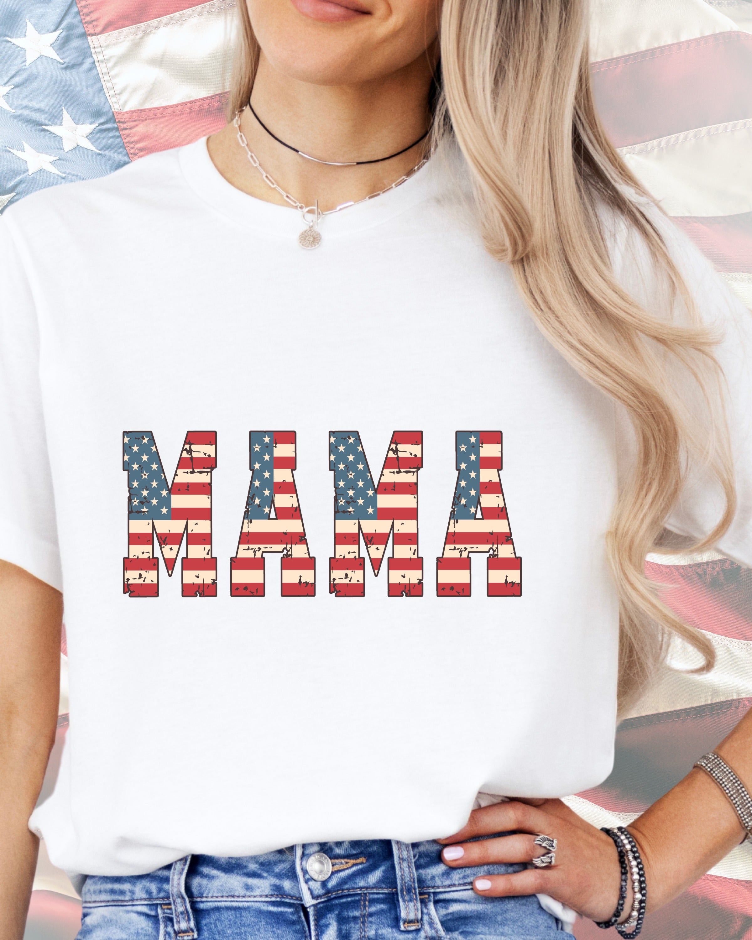 Retro USA Mama Flag-DTF Transfer