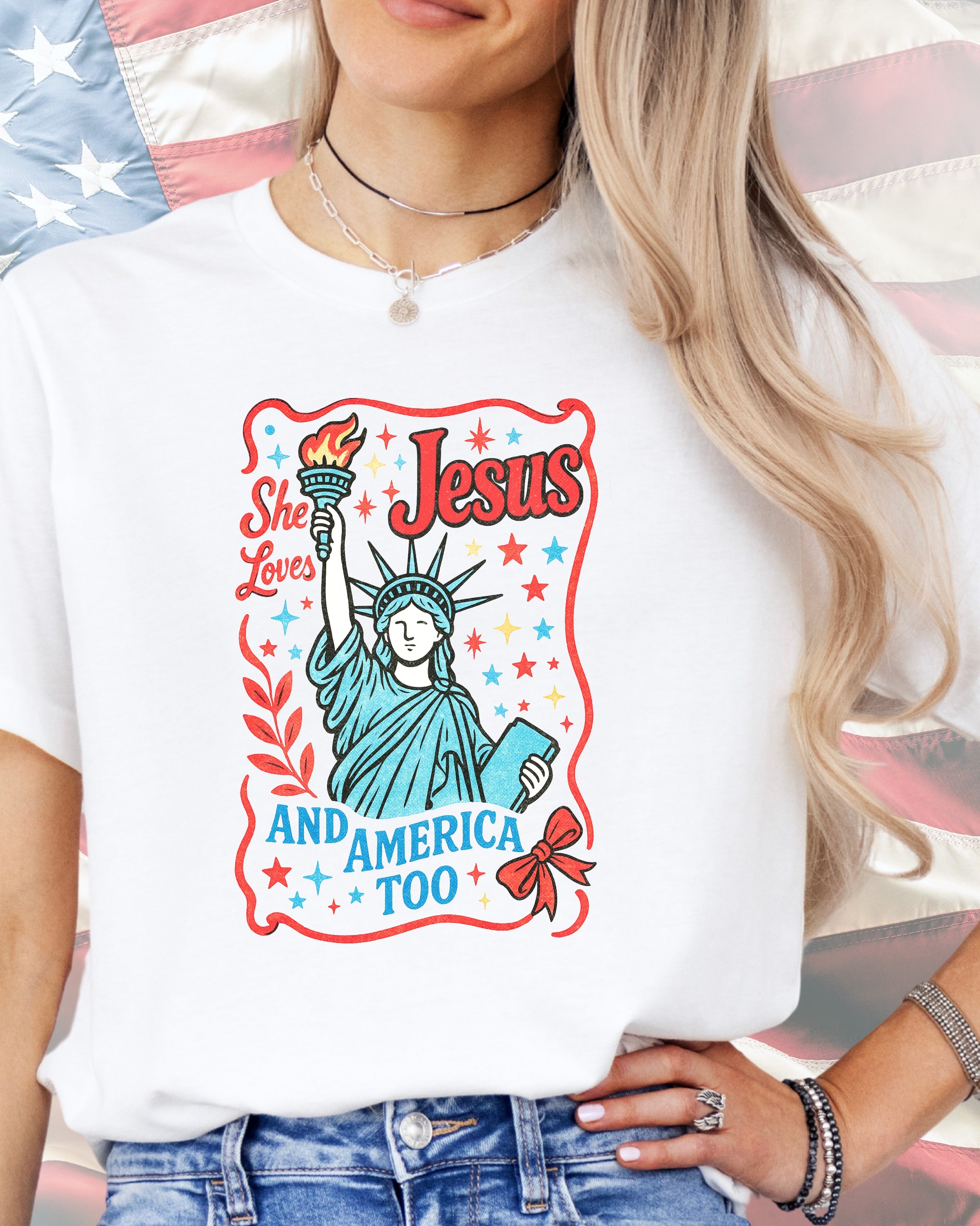She Loves Jesus And America Too-DTF Transfer